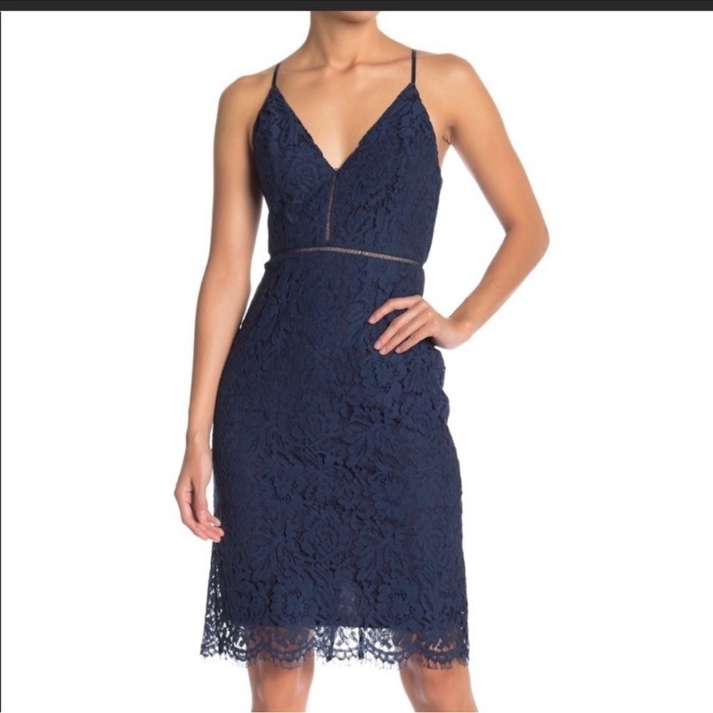 Astr the Label Navy Blue Lace Cut Out Special Occasion Dress Medium